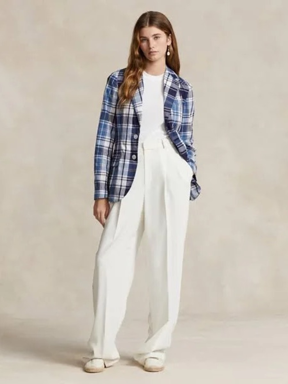 NWT Polo Ralph Lauren Plaid Blue Women's Blazer